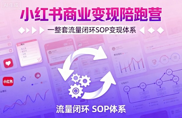 小红书商业变现陪跑营，轻IP矩阵 私域获客 聚光投流，一整套流量闭环SOP变现体系网赚项目-副业赚钱-互联网创业-资源整合御文网赚