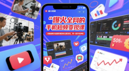 爆火全网的手机短视频变现课，0基础教你拍摄剪辑涨粉运营变现，用一部手机挣钱网赚项目-副业赚钱-互联网创业-资源整合御文网赚