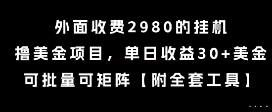 外面收费2980的挂G撸美金项目，单日收益30+美金，可批量可矩阵【揭秘】网赚项目-副业赚钱-互联网创业-资源整合御文网赚