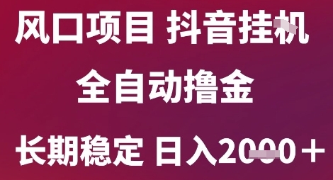 风口项目，六月最新玩法抖音无人挂G，全自动撸金，长期稳定 日入2k+【揭秘】网赚项目-副业赚钱-互联网创业-资源整合御文网赚