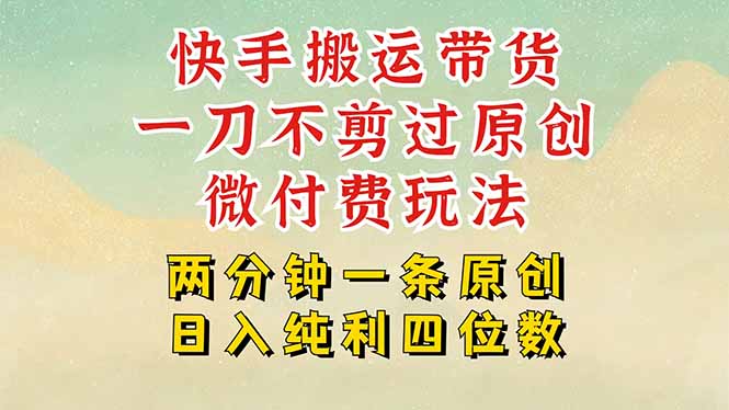 快手黑科技搬运带货，一刀不剪过原创，微付费投流玩法，轻松日入四位数…网赚项目-副业赚钱-互联网创业-资源整合御文网赚