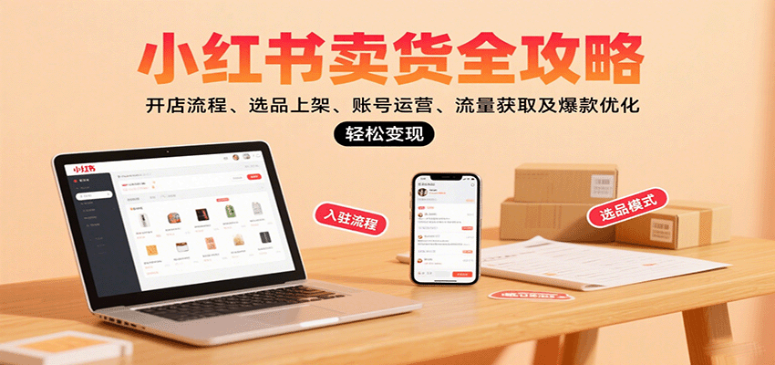 小红书卖货全攻略：开店流程、选品上架、账号运营、流量获取及爆款优化，轻松变现网赚项目-副业赚钱-互联网创业-资源整合御文网赚