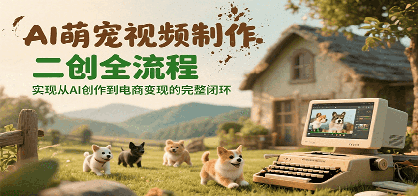 AI萌宠视频制作二创全流程，实现从AI创作到电商变现的完整闭环网赚项目-副业赚钱-互联网创业-资源整合御文网赚
