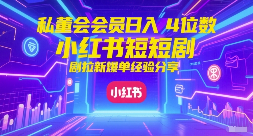 私董会会员日入4位数小红书红果短剧拉新爆单经验分享网赚项目-副业赚钱-互联网创业-资源整合御文网赚