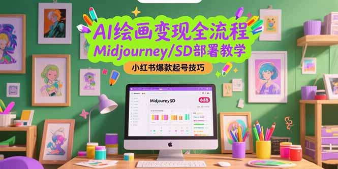 AI绘画变现全流程，Midjourney/SD部署教学，小红书爆款起号技巧网赚项目-副业赚钱-互联网创业-资源整合御文网赚