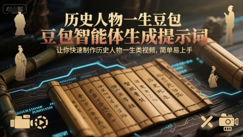 历史人物一生豆包智能体生成提示词，让你快速制作历史人物一生类视频，简单易上手网赚项目-副业赚钱-互联网创业-资源整合御文网赚