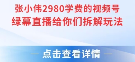 张小伟2980付费额视频号绿幕直播给你们拆解玩法网赚项目-副业赚钱-互联网创业-资源整合御文网赚
