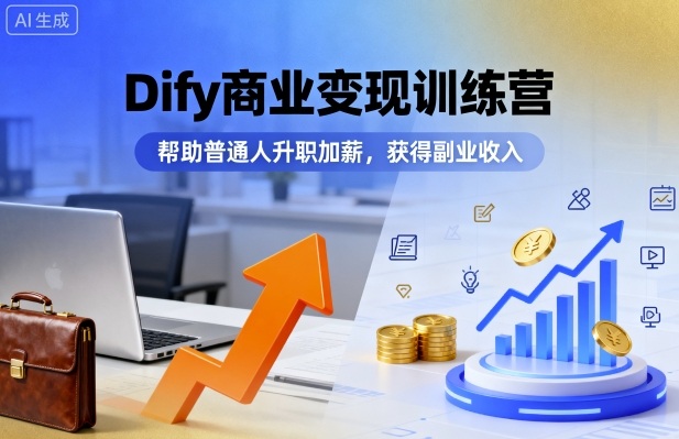 Dify商业变现训练营，帮助普通人升职加薪，获得副业收入网赚项目-副业赚钱-互联网创业-资源整合御文网赚