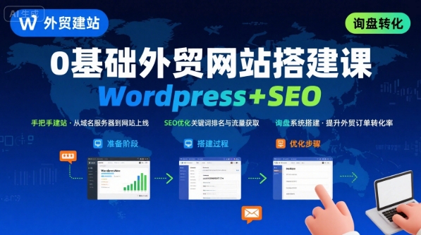 WordPress外贸建站+SEO优化课程，手把手教你从0到1搭建可获得询盘的外贸网站网赚项目-副业赚钱-互联网创业-资源整合御文网赚