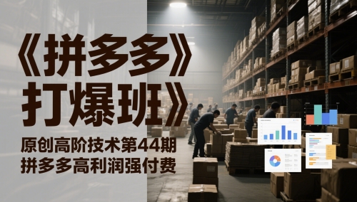 《拼多多打爆班》原创高阶技术第44期，拼多多高利润强付费网赚项目-副业赚钱-互联网创业-资源整合御文网赚