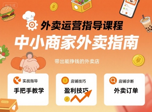 外卖运营指导课程，中小商家外卖指南，手把手带出能挣钱的外卖店网赚项目-副业赚钱-互联网创业-资源整合御文网赚