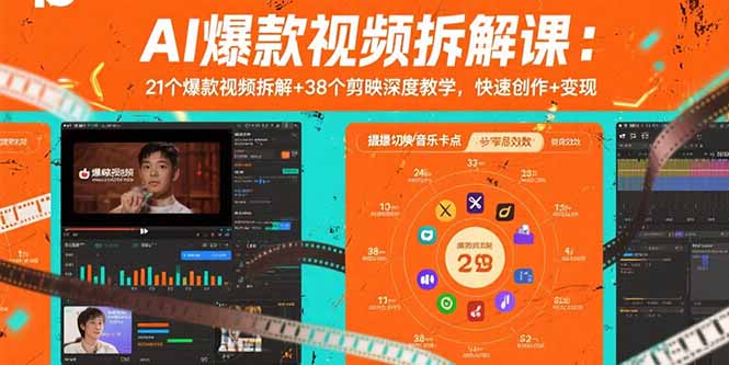 AI爆款视频拆解课：21个爆款视频拆解+38个剪映深度教学，快速创作+变现网赚项目-副业赚钱-互联网创业-资源整合御文网赚