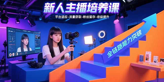 新人主播培养课：平台适应-流量获取-粉丝留存-收益提升 全链路能力突破网赚项目-副业赚钱-互联网创业-资源整合御文网赚