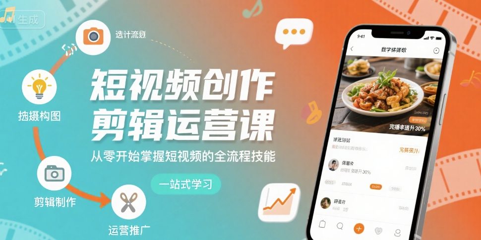 短视频创作剪辑运营课，从零开始掌握短视频的全流程技能网赚项目-副业赚钱-互联网创业-资源整合御文网赚