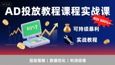 AD投放教程课程实战课，实现广告ROI300%+可持续暴利网赚项目-副业赚钱-互联网创业-资源整合御文网赚