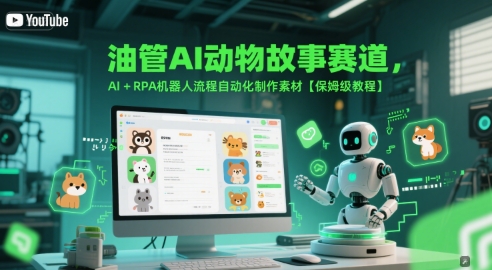 油管AI动物故事赛道，AI+RPA机器人流程自动化制作素材【保姆级教程】网赚项目-副业赚钱-互联网创业-资源整合御文网赚