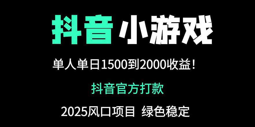 抖音官方小游戏2025全网最新玩法，暴利赚钱项目，单机日入2000+网赚项目-副业赚钱-互联网创业-资源整合御文网赚