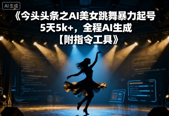 今日头条之AI美女跳舞暴力起号，5天1k+，全程AI生成【附指令工具】网赚项目-副业赚钱-互联网创业-资源整合御文网赚