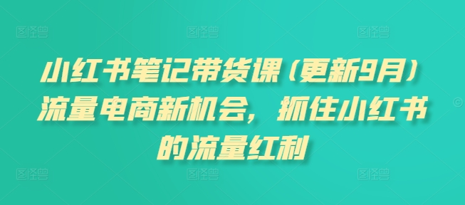 小红书笔记带货课(更新25年4月)流量电商新机会，抓住小红书的流量红利网赚项目-副业赚钱-互联网创业-资源整合御文网赚
