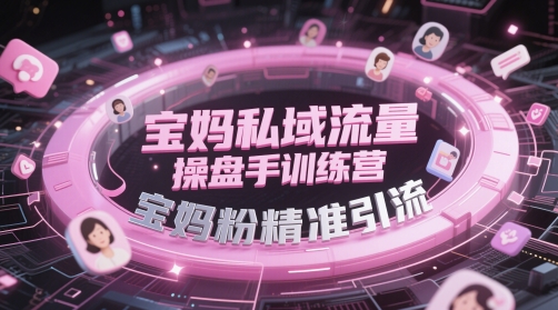 宝妈私域流量操盘手训练营，宝妈粉精准引流网赚项目-副业赚钱-互联网创业-资源整合御文网赚