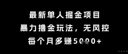 最新单人掘金项目，暴力撸金玩法，无风控，每个月多挣5k+【揭秘】网赚项目-副业赚钱-互联网创业-资源整合御文网赚