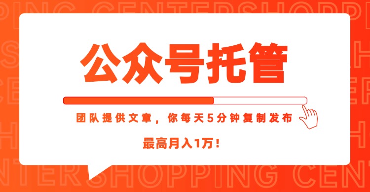 【公众号托管 】我提供文章，你每天５分钟复制发布，最高月入1W网赚项目-副业赚钱-互联网创业-资源整合御文网赚