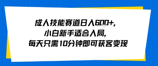 成人技能赛道日入多张，小白新手适合入局，每天只需10分钟即可获客变现网赚项目-副业赚钱-互联网创业-资源整合御文网赚