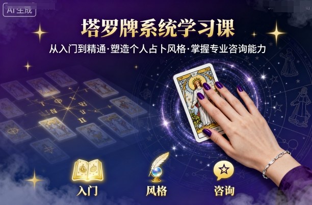 塔罗牌系统学习课，助你从入门到精通，塑造个人占卜风格，掌握专业咨询能力网赚项目-副业赚钱-互联网创业-资源整合御文网赚