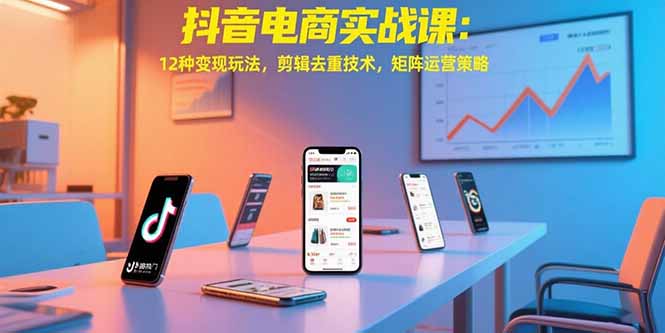 抖音电商实战课：12种变现玩法，剪辑去重技术，矩阵运营策略网赚项目-副业赚钱-互联网创业-资源整合御文网赚