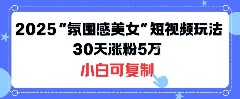 不露脸也能火！2025“氛围感美女”短视频玩法，30天涨粉5W小白可复制网赚项目-副业赚钱-互联网创业-资源整合御文网赚