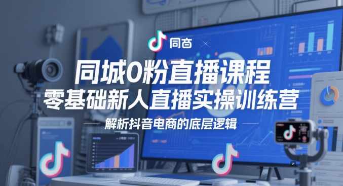同城0粉直播课程，零基础新人直播实操训练营，解析抖音电商的底层逻辑网赚项目-副业赚钱-互联网创业-资源整合御文网赚