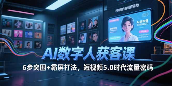 AI数字人获客课，6步突围+霸屏打法，短视频5.0时代流量密码网赚项目-副业赚钱-互联网创业-资源整合御文网赚