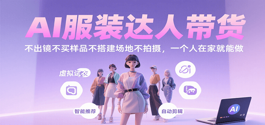 AI服装达人带货，不出镜不买样品不搭建场地不拍摄，一个人在家就能做网赚项目-副业赚钱-互联网创业-资源整合御文网赚