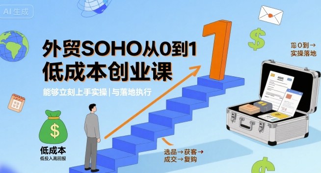外贸SOHO从0到1低成本创业课，能够立刻上手实操与落地执行网赚项目-副业赚钱-互联网创业-资源整合御文网赚