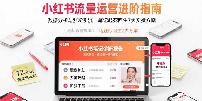 小红书流量运营进阶指南，数据分析与涨粉引流，笔记起死回生7大实操方案网赚项目-副业赚钱-互联网创业-资源整合御文网赚