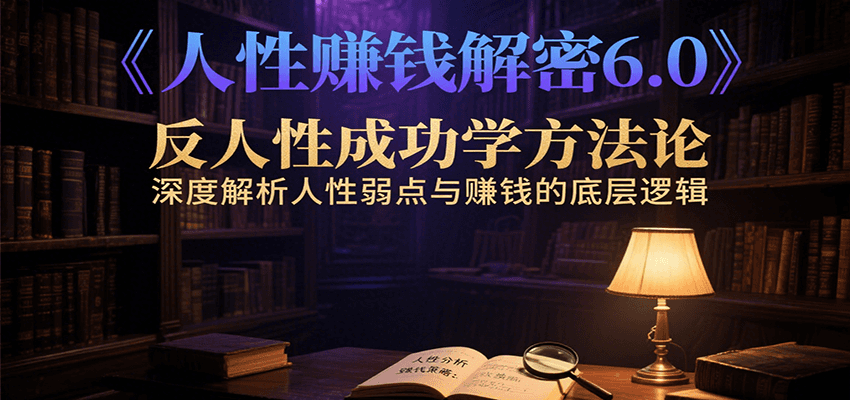 人性赚钱解密6.0，反人性成功学方法论，深度解析人性弱点与赚钱的底层逻辑网赚项目-副业赚钱-互联网创业-资源整合御文网赚