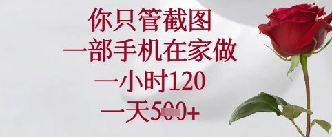 你只管截图，一部手机在家可以做，一小时120.一天5张+【揭秘】网赚项目-副业赚钱-互联网创业-资源整合御文网赚