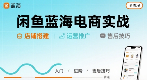 闲鱼蓝海电商实战，店铺搭建运营售后全流程网赚项目-副业赚钱-互联网创业-资源整合御文网赚
