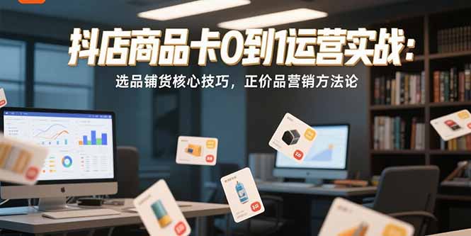 抖店商品卡0到1运营实战：选品铺货核心技巧，正价品营销方法论网赚项目-副业赚钱-互联网创业-资源整合御文网赚