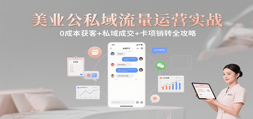 美业公私域流量运营实战：0成本获客+私域成交+卡项销转全攻略网赚项目-副业赚钱-互联网创业-资源整合御文网赚