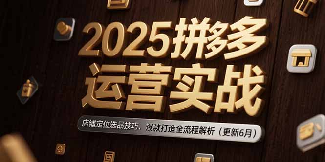 2025拼多多运营实战：店铺定位选品技巧，爆款打造全流程解析(更新6月网赚项目-副业赚钱-互联网创业-资源整合御文网赚