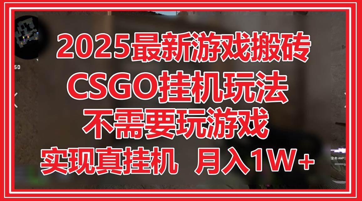 2025最新游戏搬砖，CSGO挂机，不需要玩游戏，实现真挂机，月入1W+网赚项目-副业赚钱-互联网创业-资源整合御文网赚