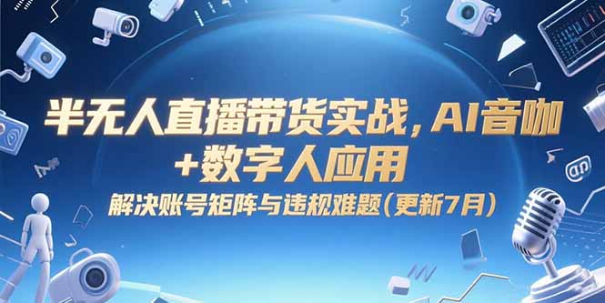 半无人直播带货实战，AI音咖+数字人应用 解决账号矩阵与违规难题(更新7月网赚项目-副业赚钱-互联网创业-资源整合御文网赚