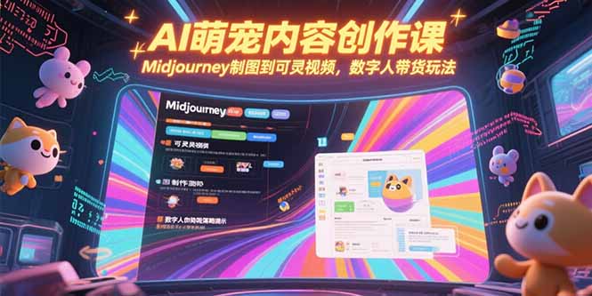AI萌宠内容创作课，Midjourney制图到可灵视频，数字人带货玩法网赚项目-副业赚钱-互联网创业-资源整合御文网赚