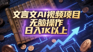 文言文AI视频项目，无脑操作，日入1K以上网赚项目-副业赚钱-互联网创业-资源整合御文网赚