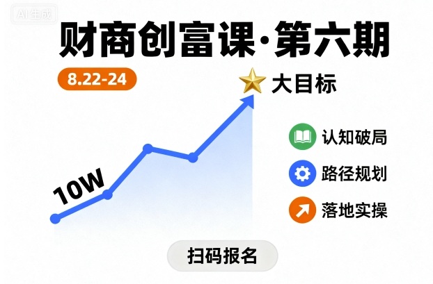 财商创富课第六期8月22-24号，如何从10W起步，一步步实现大目标网赚项目-副业赚钱-互联网创业-资源整合御文网赚