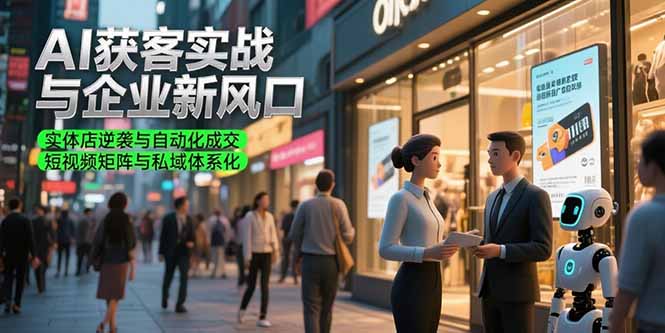 AI获客实战与企业新风口，实体店逆袭与自动化成交 短视频矩阵与私域体系化网赚项目-副业赚钱-互联网创业-资源整合御文网赚