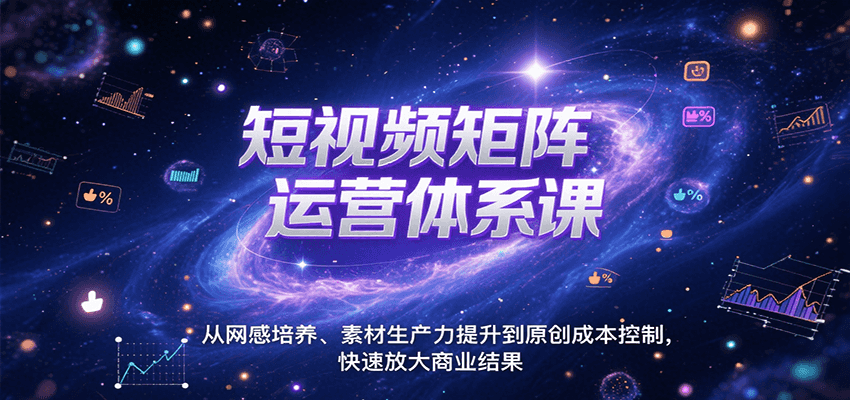 短视频矩阵运营体系课，从网感培养、素材生产力提升到原创成本控制，快速放大商业结果网赚项目-副业赚钱-互联网创业-资源整合御文网赚