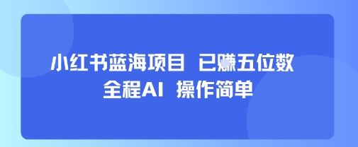 小红书蓝海项目，全程AI，操作简单，已挣五位数网赚项目-副业赚钱-互联网创业-资源整合御文网赚