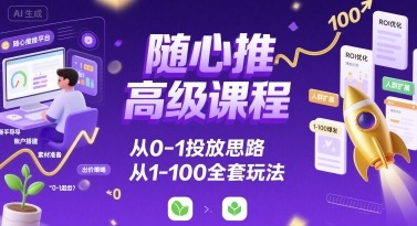 随心推高级课程，从0-1投放思路，也有从1-100的全套玩法网赚项目-副业赚钱-互联网创业-资源整合御文网赚